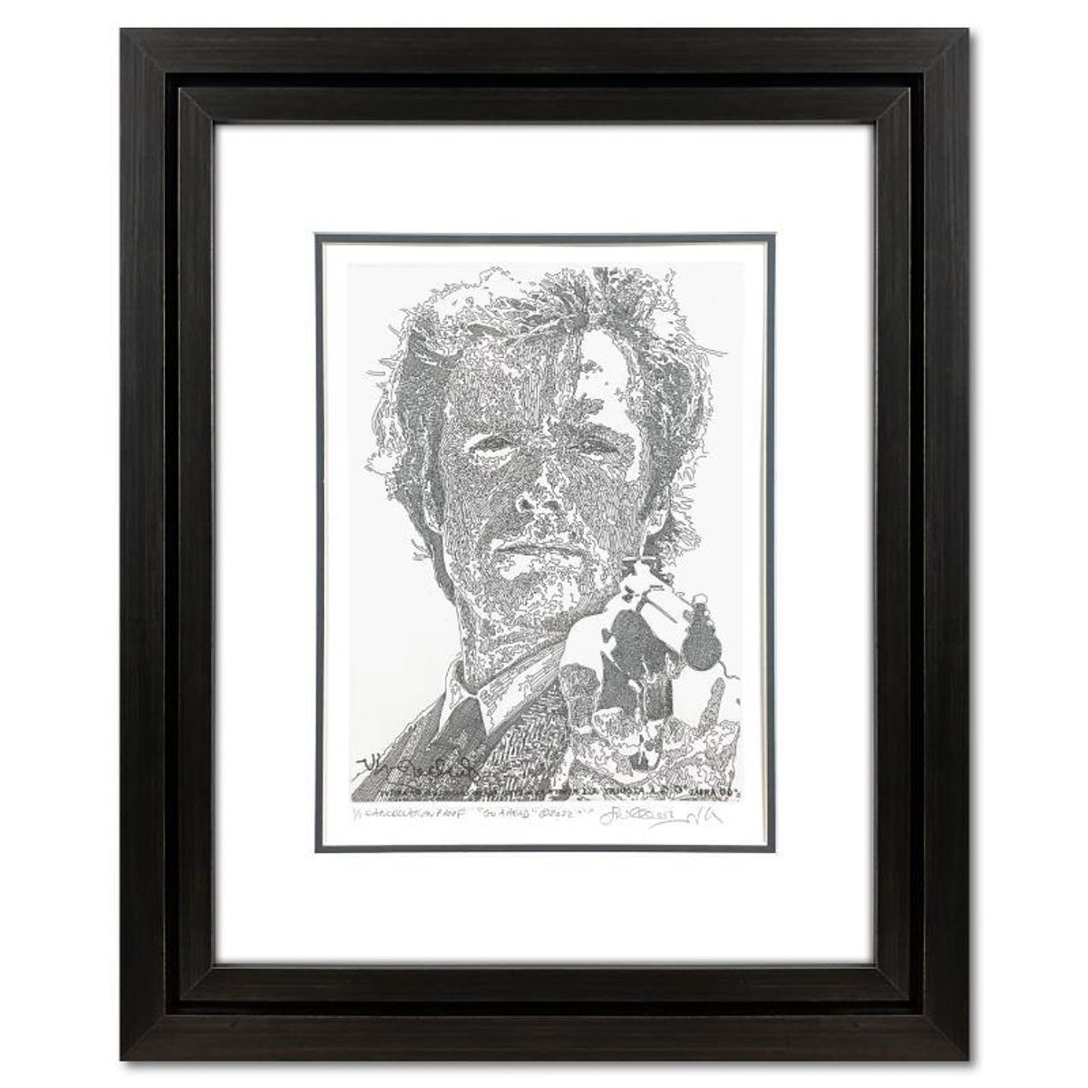 Guillaume Azoulay, "Go Ahead" Framed One-of-a-Kind Cancellation Proof and Copper Plate, Numbered 1/1 and Hand Signed with Letter of Authenticity.