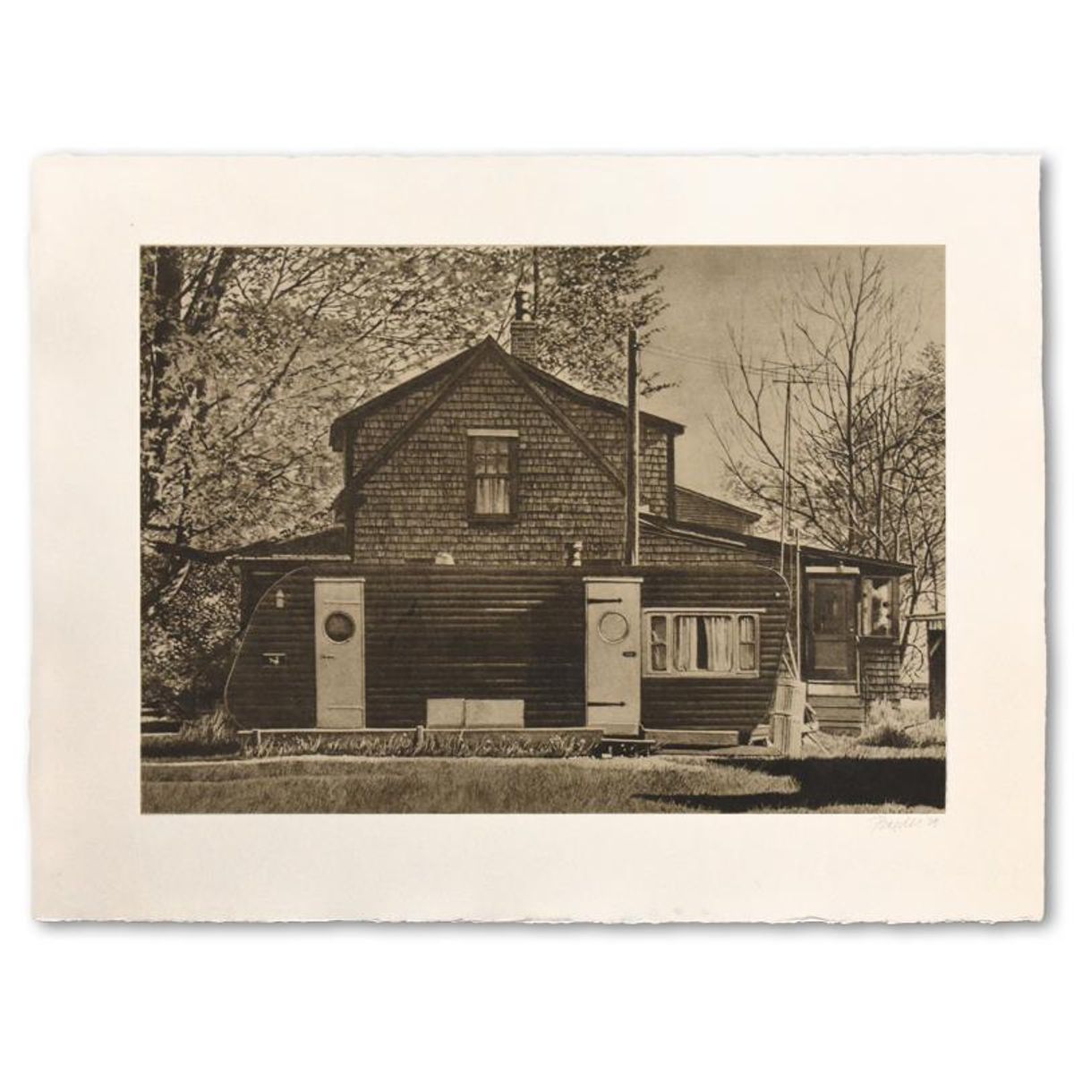 John Baeder, "House with Trailer" Limited Edition Silkscreen, Numbered 62/200 and Hand Signed with Letter of Authenticity.