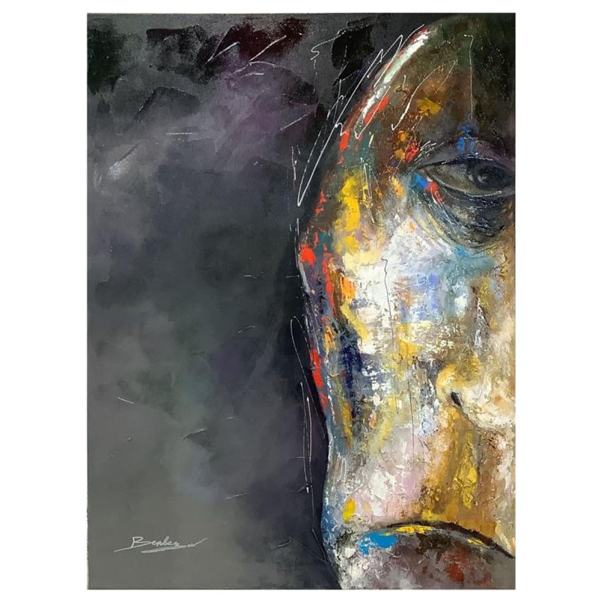Berberyan, "Try Me" Hand Signed Original Painting on Canvas with Letter of Authenticity.