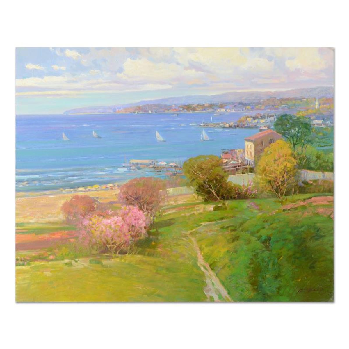 Ming Feng, "Panoramic View" Original Oil Painting on Canvas, Hand Signed with Letter of Authenticity.