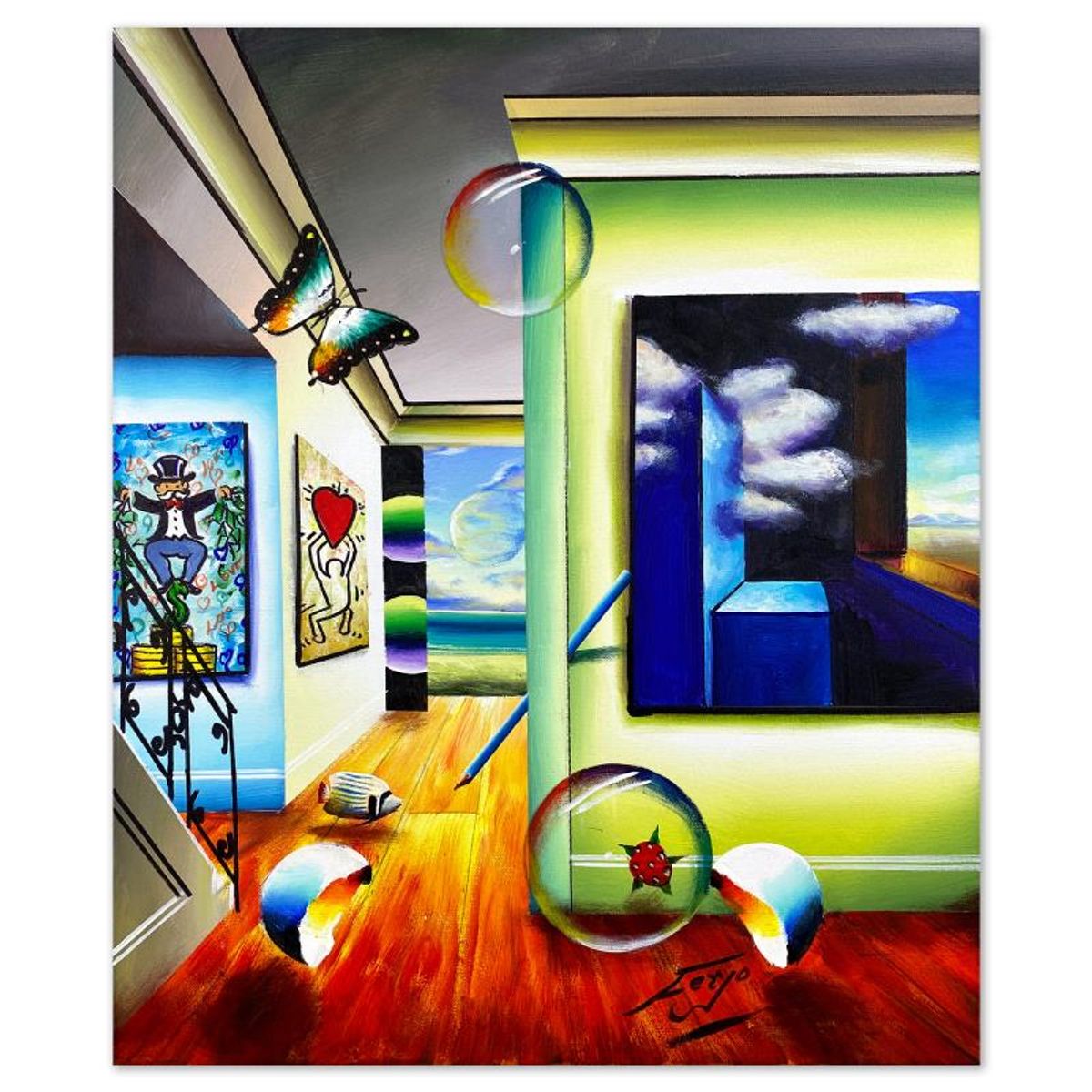 Ferjo, Original Acrylic Painting on Canvas, Hand Signed with Letter of Authenticity.
