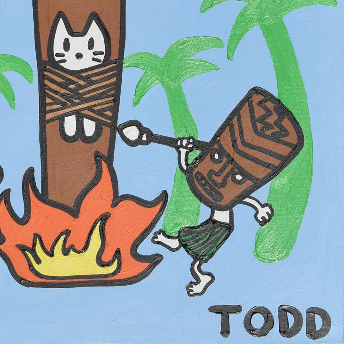 Todd Goldman, "Goodbye Kitty" Original Acrylic Painting on Gallery Wrapped Canvas (36" x 36"), Hand Signed with Letter of Authenticity.