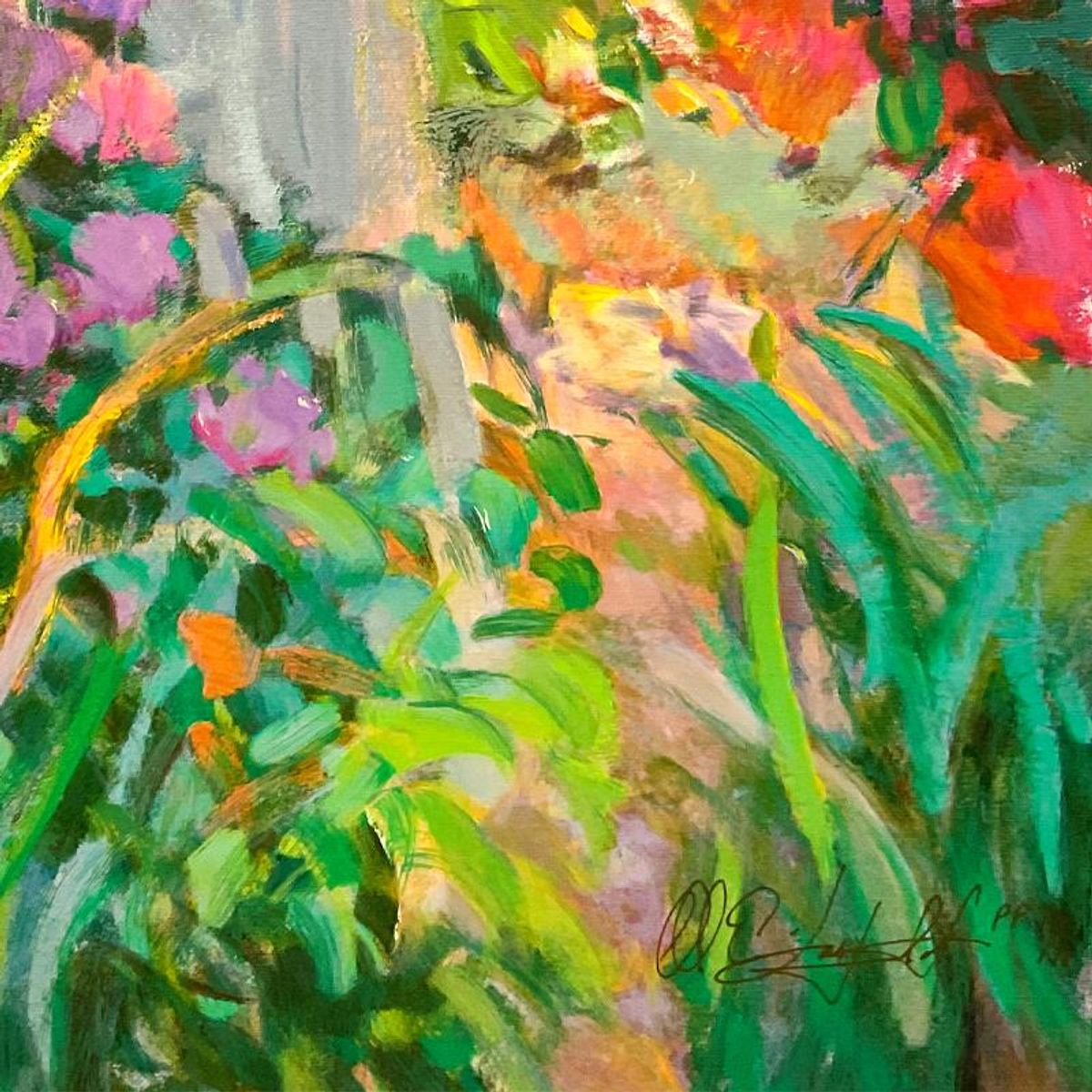 Don Hatfield, "Private Garden" Limited Edition Printer's Proof on Canvas, Numbered 11/11 and Hand Signed with Letter of Authenticity.