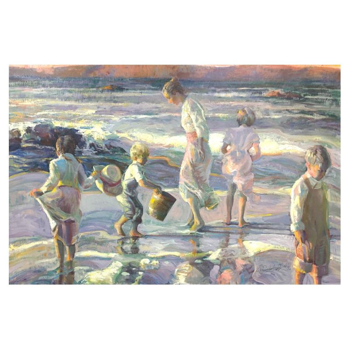 Don Hatfield, "Frolicking at the Seashore" Limited Edition Publisher's Proof on Canvas, Numbered 11/11 and Hand Signed with Letter of Authenticity.