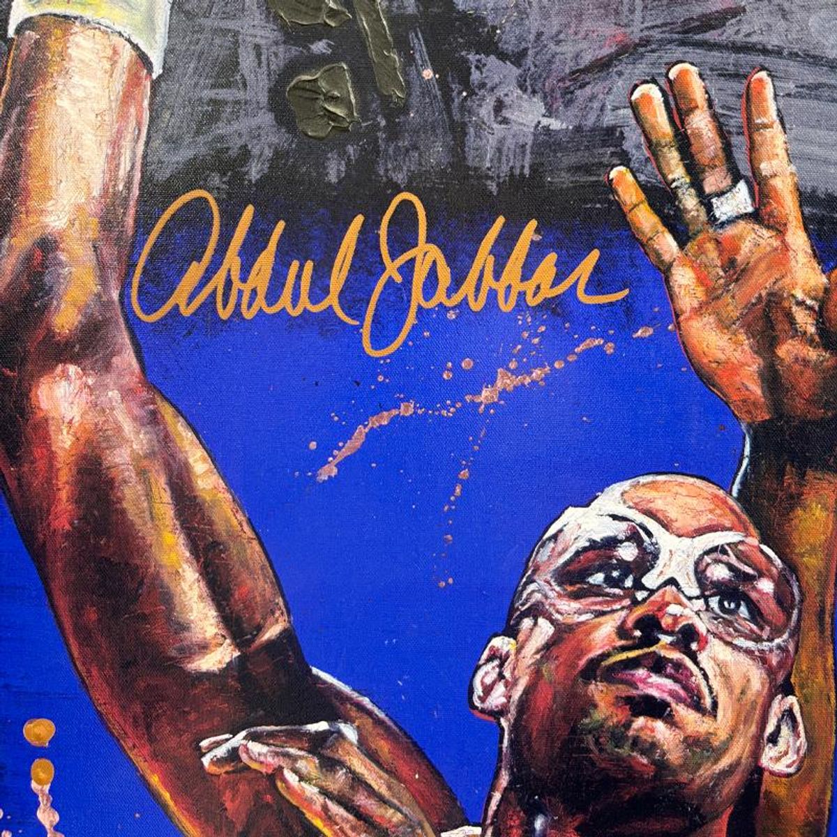Stephen Holland, "Kareem" Hand Painted Limited Edition on Canvas, PP Numbered 1 and Hand and Hand Signed by the Artist and Kareem with Certificate of Authenticity.
