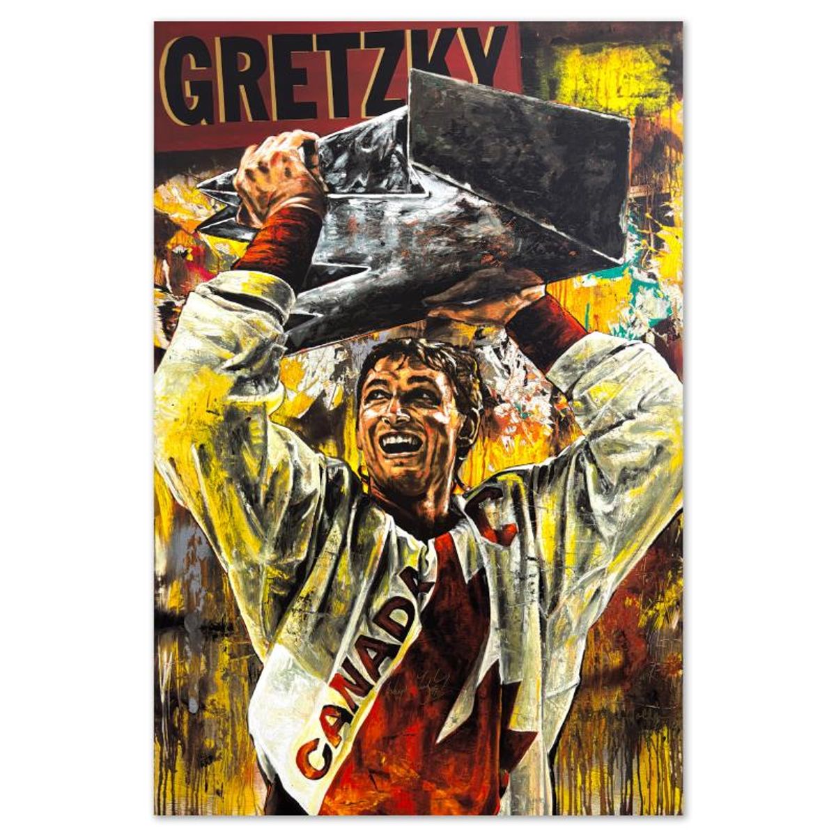 Stephen Holland, "Wayne Gretzky: Canada Cup" Limited Edition Serigraph on Canvas, Numbered 74/99 and Hand Signed by the Artist and Wayne Gretzky with Certificate of Authenticity.