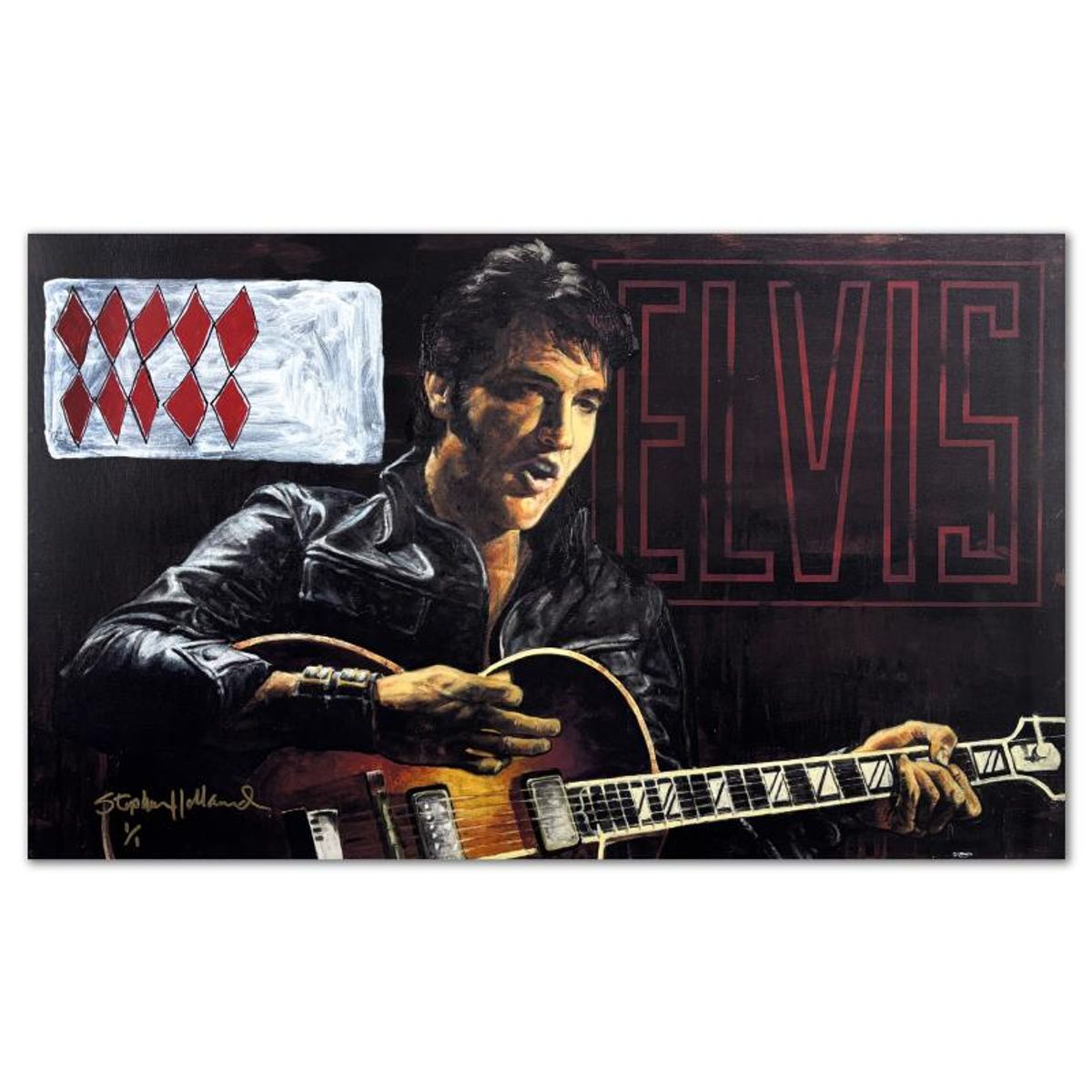 Stephen Holland, "Elvis" One-of-a-Kind Mixed Media on Canvas, PP Numbered 1/1 and Hand Signed with Certificate of Authenticity.