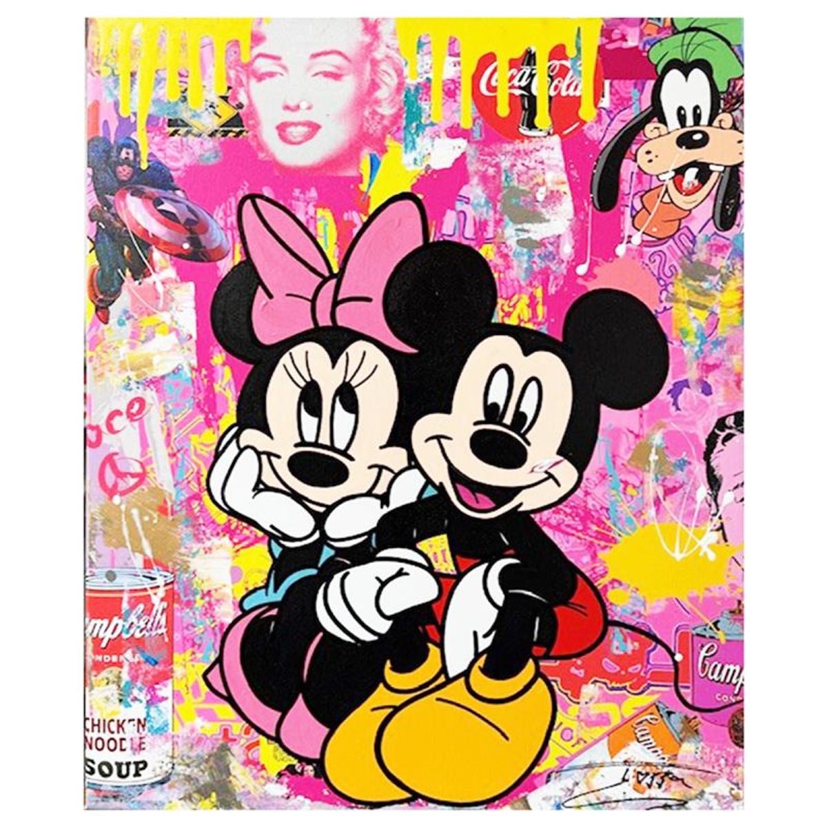 Jozza, "Forever Together" Unique Mixed Media on Canvas, Hand Signed Inverso with Letter of Authenticity.