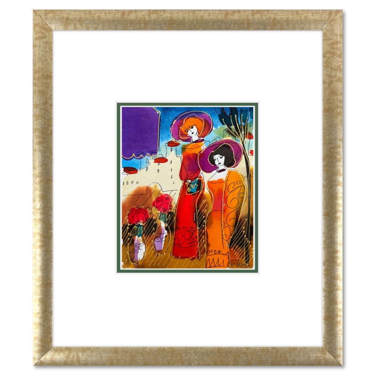 Moshe Leider, Framed Original Mixed Media Watercolor Painting, Hand Signed with Letter of Authenticity.