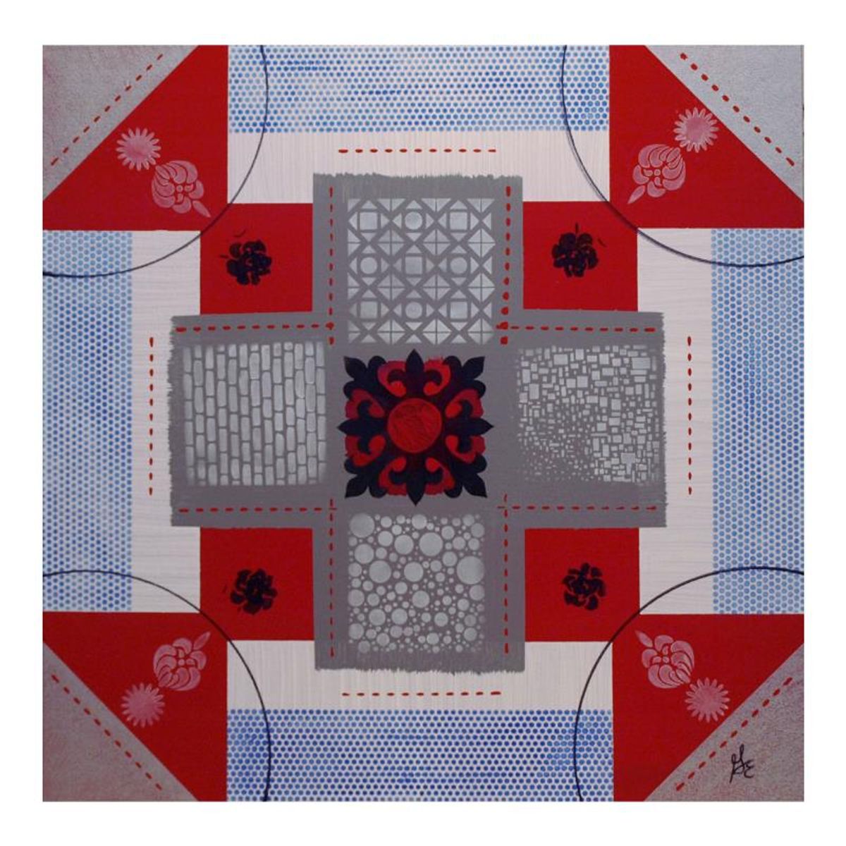 George Marlowe (d. 2026), "Symmetrical" Hand Signed Original Acrylic Painting on Canvas with Letter of Authenticity.