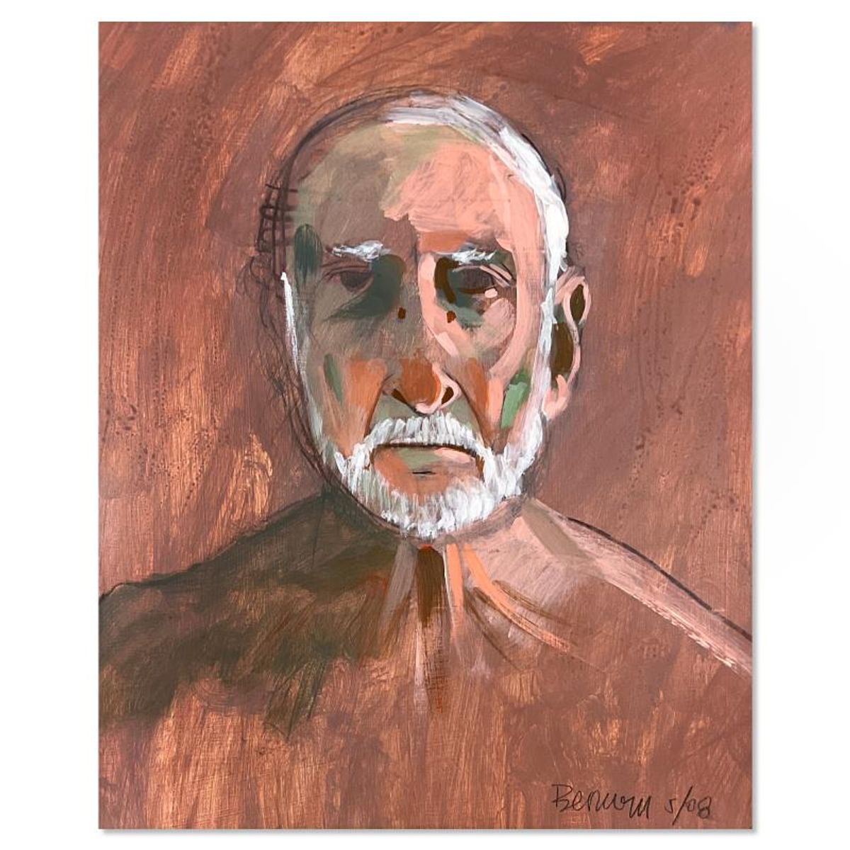 Milton Berwin (1925-2023), Original Painting on Board (14" x 11"), Hand Signed with Letter of Authenticity.