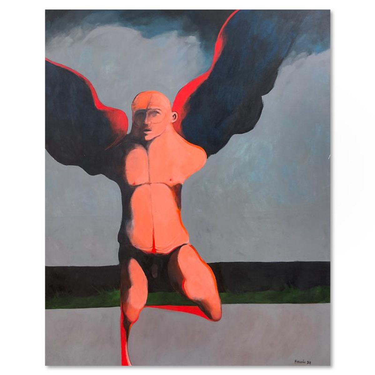 Milton Berwin (1925-2023), Original Painting on Canvas (60" x 48"), Dated 1994 and Hand Signed with Letter of Authenticity.