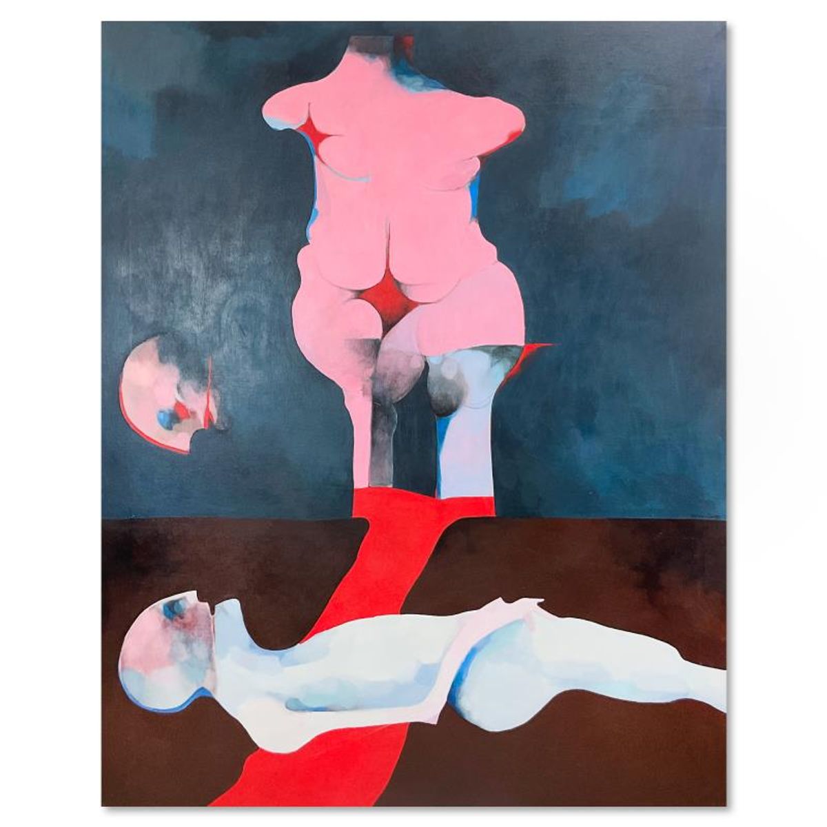 Milton Berwin (1925-2023), Original Painting on Canvas (60" x 48"), Dated 1982 and Hand Signed with Letter of Authenticity.