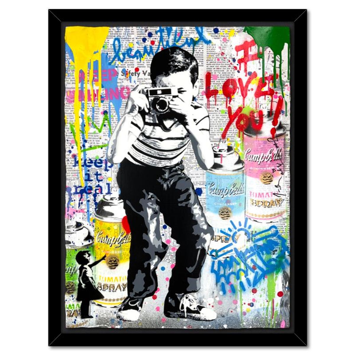 Mr. Brainwash, "Smile" Framed Mixed Media Original, Hand Signed with Certificate of Authenticity.