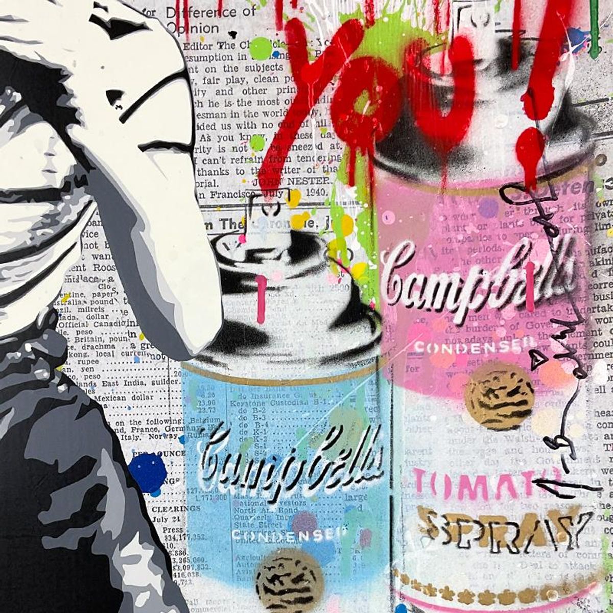 Mr. Brainwash, "Smile" Framed Mixed Media Original, Hand Signed with Certificate of Authenticity.