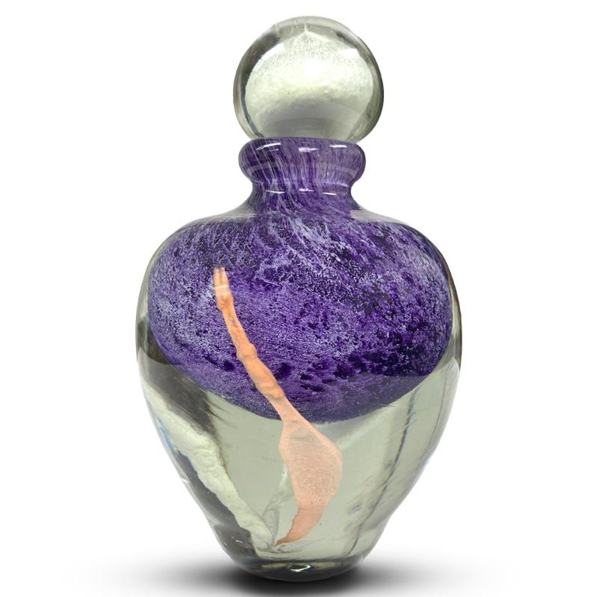 Jean Claude Novaro (1943-2014), Hand Blown Glow in the Dark Glass Sculpture, Hand Signed with Letter of Authenticity.