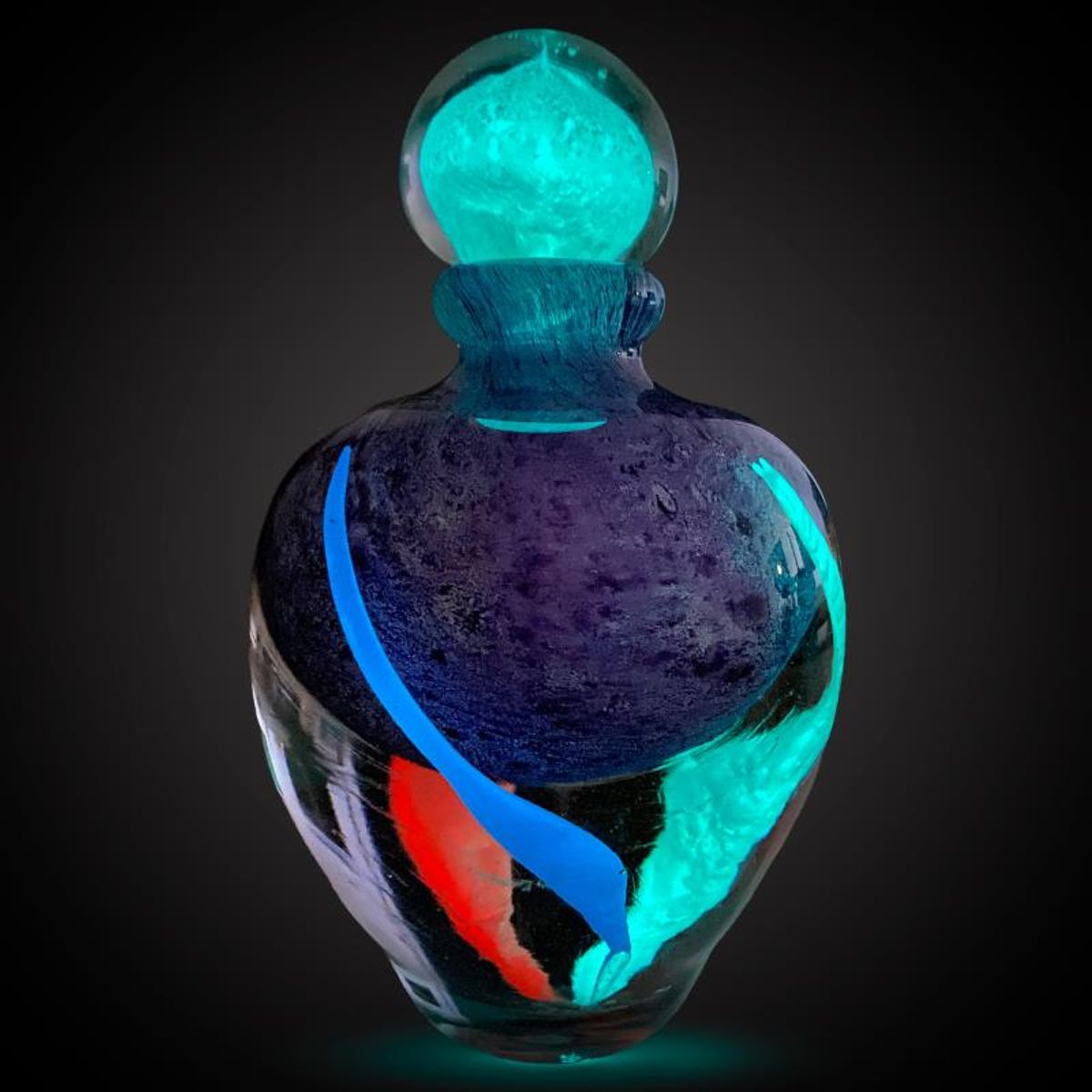 Jean Claude Novaro (1943-2014), Hand Blown Glow in the Dark Glass Sculpture, Hand Signed with Letter of Authenticity.