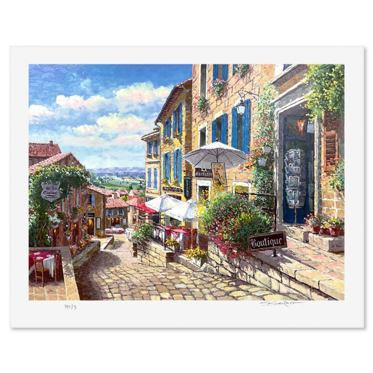 Sam Park, "Streets of St Emilion" Limited Edition Printer's Proof Serigraph, Numbered 1/3 and Hand Signed with Letter of Authenticity.