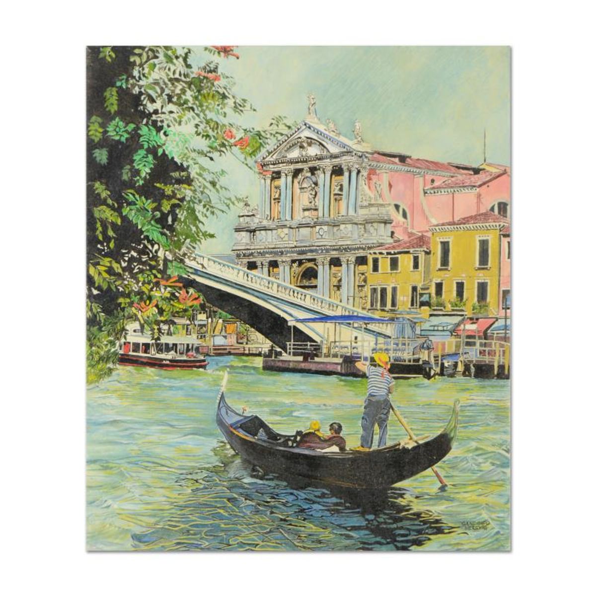 Gandolfo Pereyra, "Grand Canal" Original Oil Painting on Canvas, Hand Signed with Letter of Authenticity.