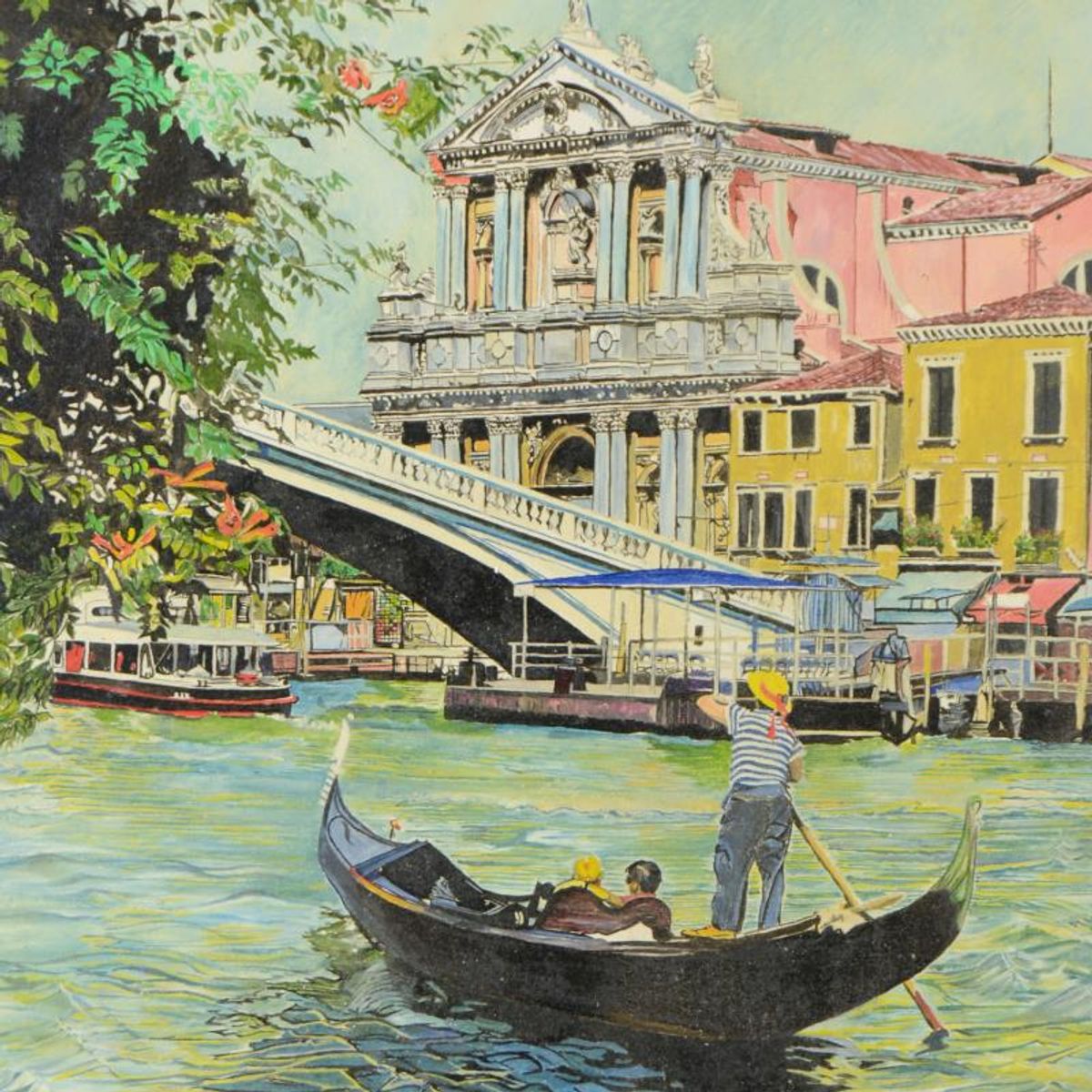 Gandolfo Pereyra, "Grand Canal" Original Oil Painting on Canvas, Hand Signed with Letter of Authenticity.