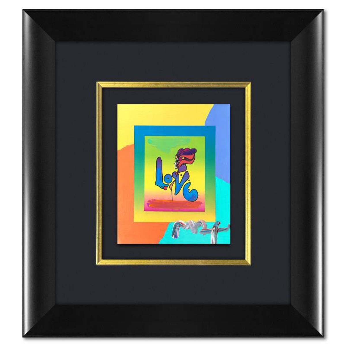 Peter Max, "Love" Framed One-of-a-Kind Acrylic Mixed Media, Hand Signed with Registration Number Certifying Authenticity