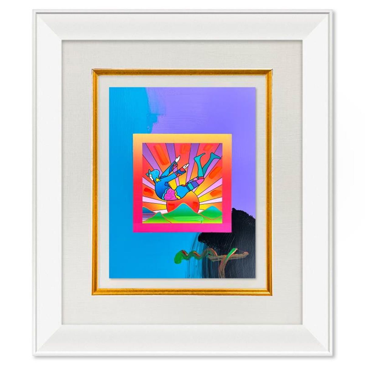 Peter Max, "Cosmic Flyer" Framed One-of-a-Kind Acrylic Mixed Media, Hand Signed with Registration Number Certifying Authenticity