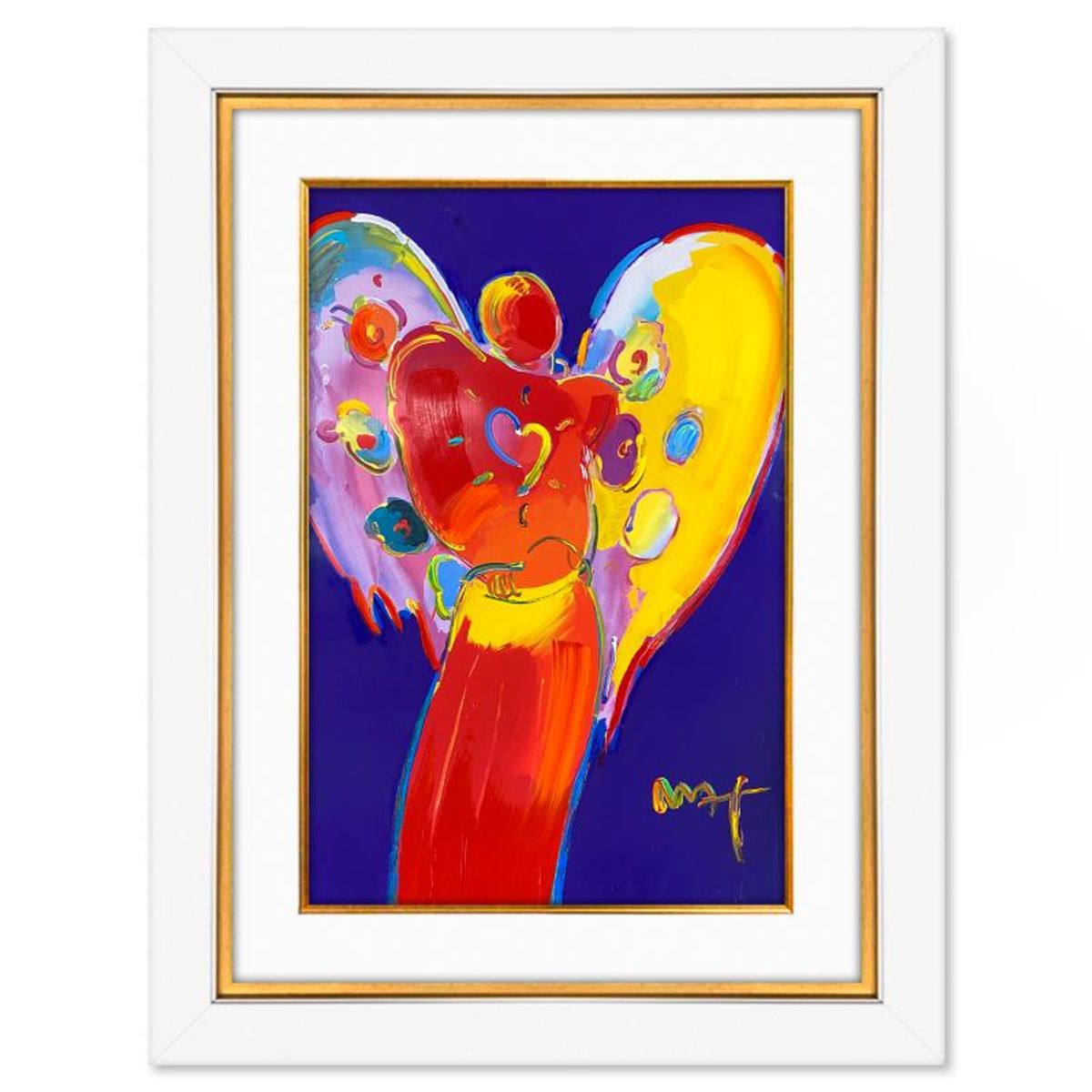 Peter Max, "Angel with Heart" Framed One-of-a-Kind Mixed Media, Hand Signed with Registration Number Certifying Authenticity.