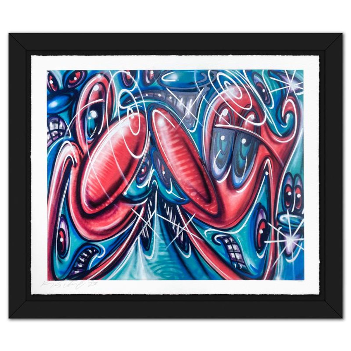 Kenny Scharf, "Newazy" Framed Limited Edition Silkscreen, Numbered and Hand Signed with Letter of Authenticity.