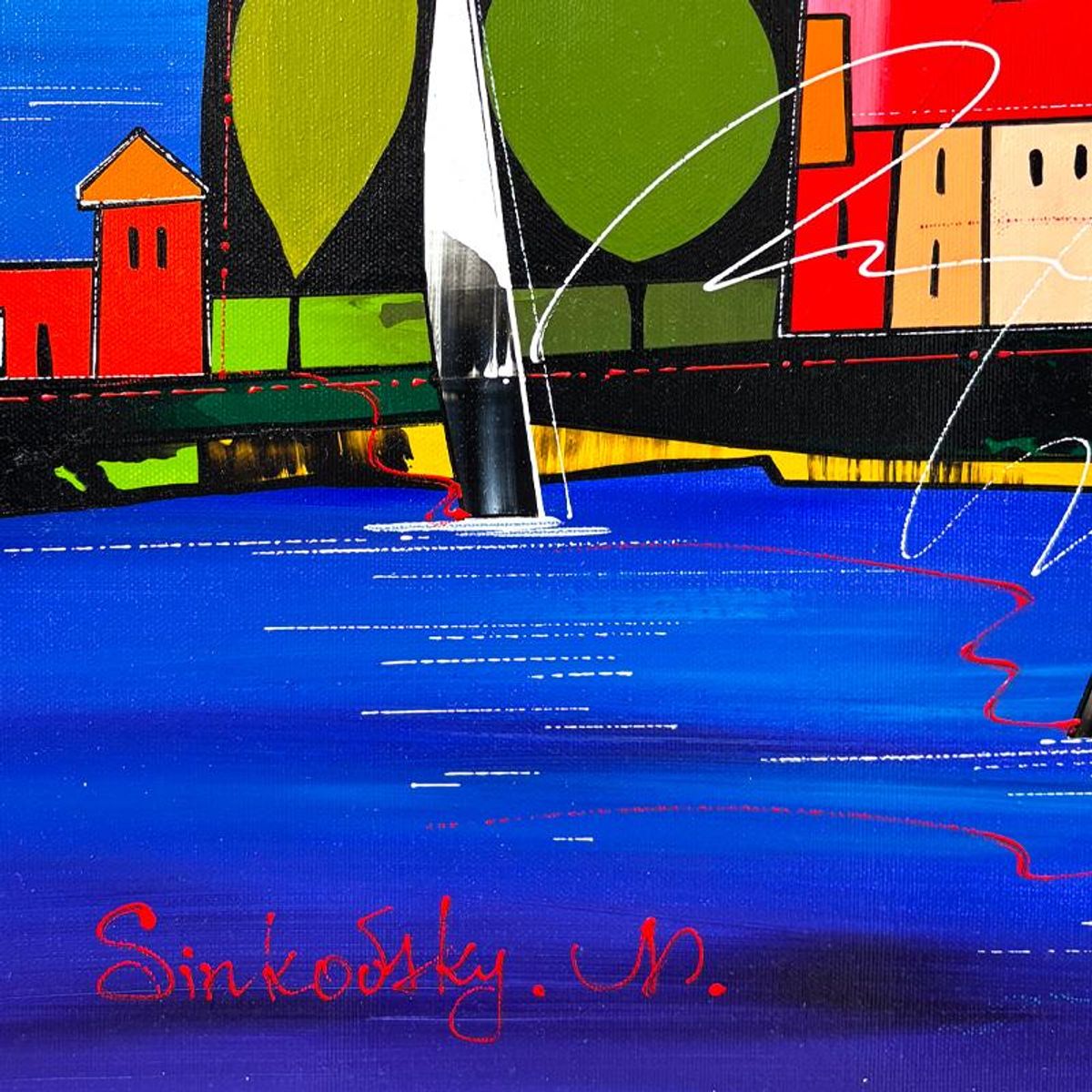 Natalia Sinkovsky, Original Acrylic Painting on Canvas, Hand Signed with Letter of Authenticity.