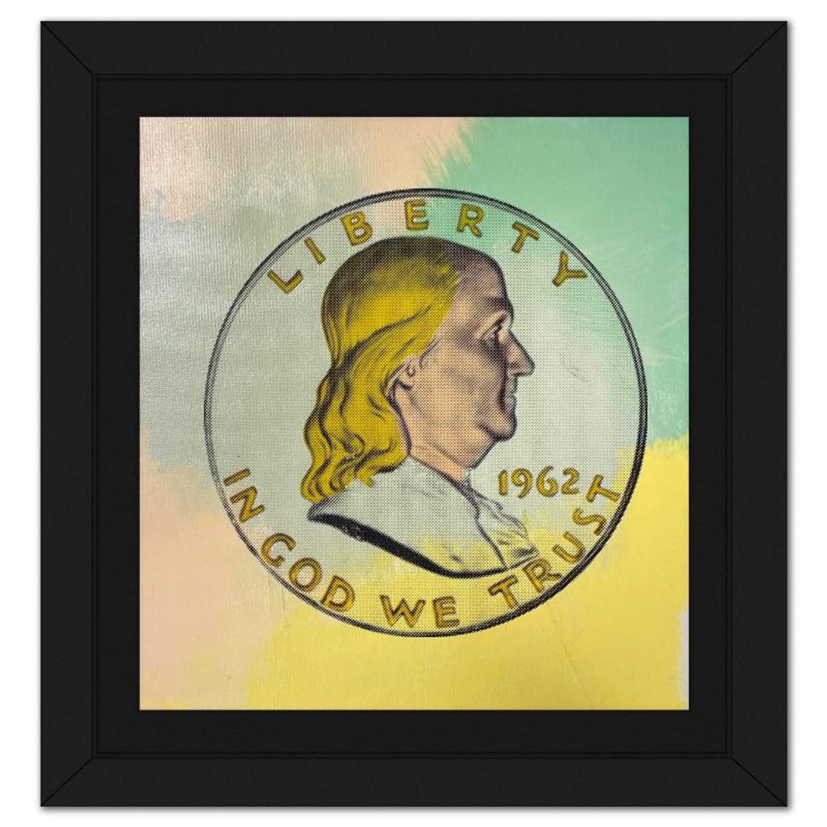 Steve Kaufman (1960-2010), "Ben Half Dollar" Framed Hand Embellished Limited Edition Silscreen, Numbered 16/50 Inverso and Hand Signed with Letter of Authenticity