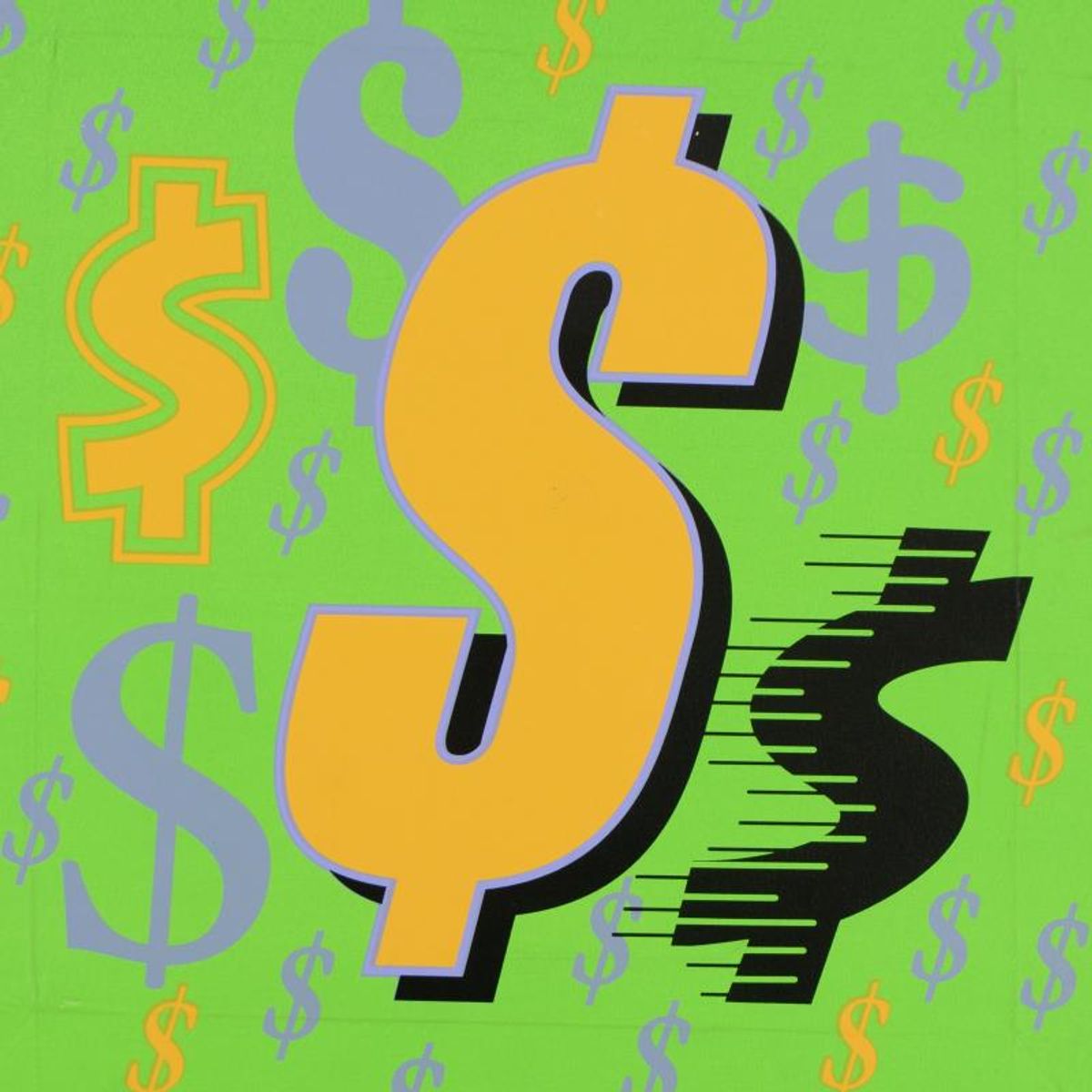 Steve Kaufman (1960-2010), "Dollar Signs (Green Italic)" Limited Edition Hand Pulled Silkscreen on Canvas, Numbered 29/50 and Hand Signed Inverso with Certificate of Authenticity.
