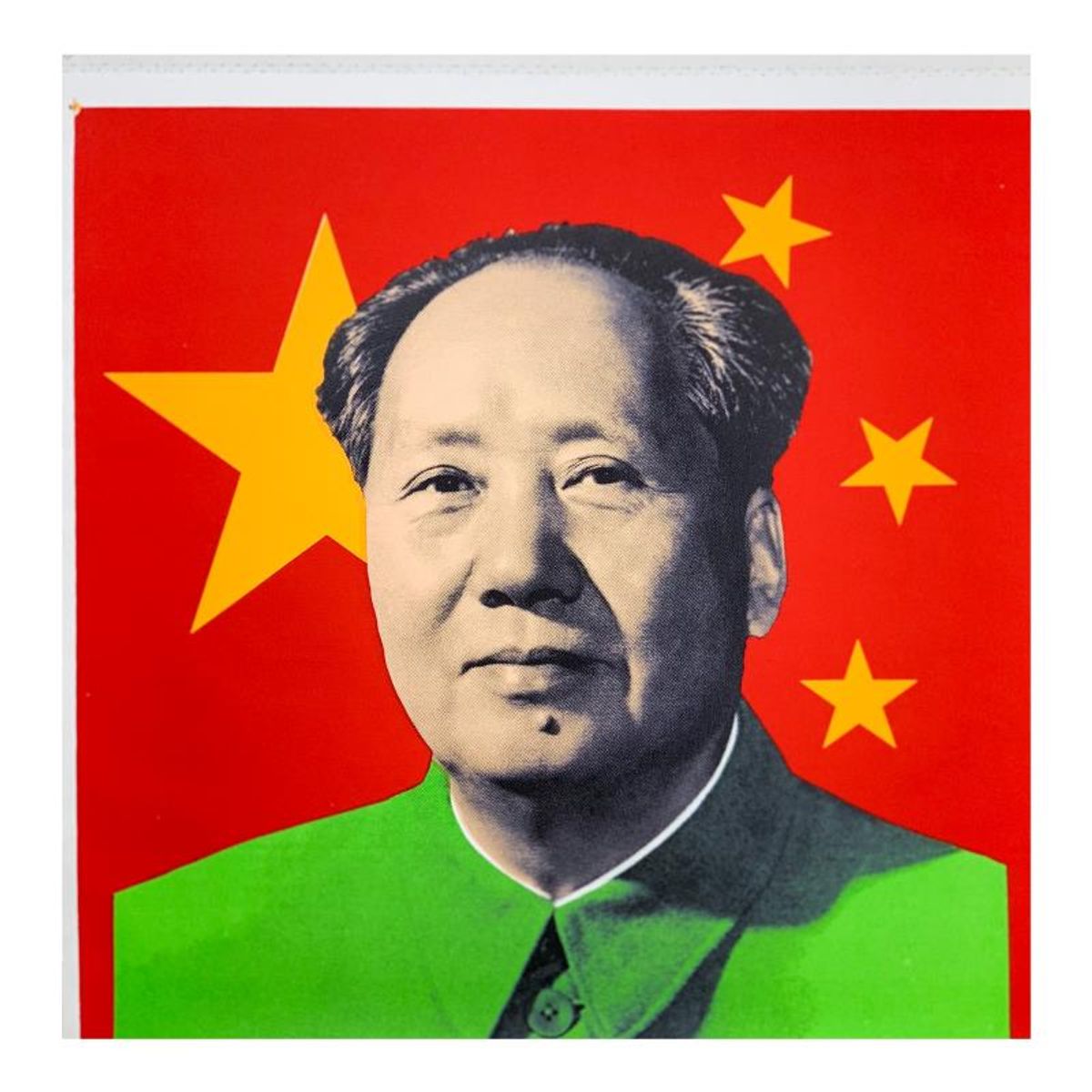 Steve Kaufman (1960-2010), "Chairman Mao" Hand Signed and Numbered Limited Edition Hand Pulled silkscreen mixed media on Canvas with LOA.