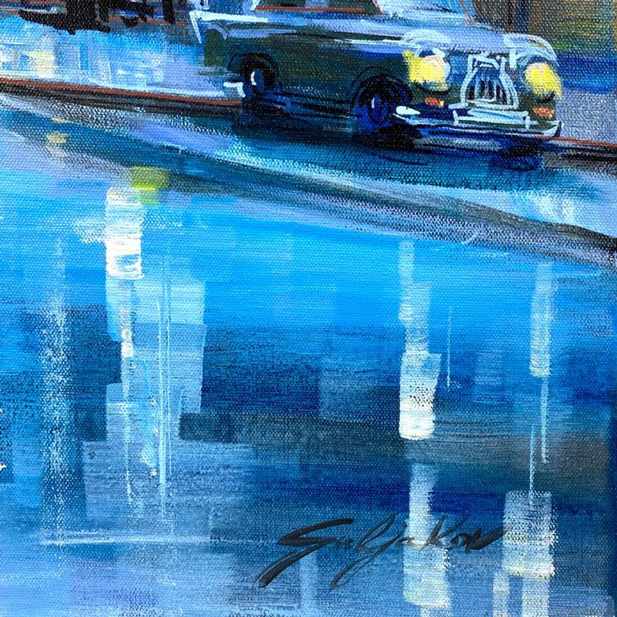Vadik Suljakov, "London's Nostalgia" Original Oil Painting on Canvas, Hand Signed with Letter of Authenticity.