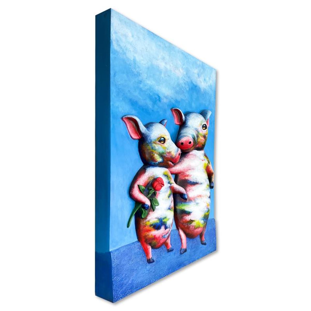 Wang, "Do You Love Me" Hand Painted Limited Edition Bas Relief Sculpture, Numbered 3/3, Hand Signed and Letter of Authenticity.
