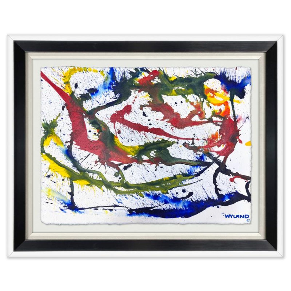 Wyland, "Untitled Abstract" Framed Original Painting on Paper, Hand Signed with Letter of Authenticity.