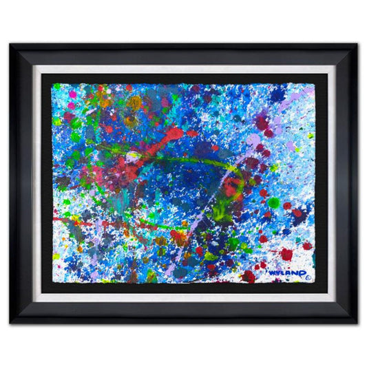 Wyland, "Untitled Abstract" Framed Original Painting on Paper, Hand Signed with Letter of Authenticity.