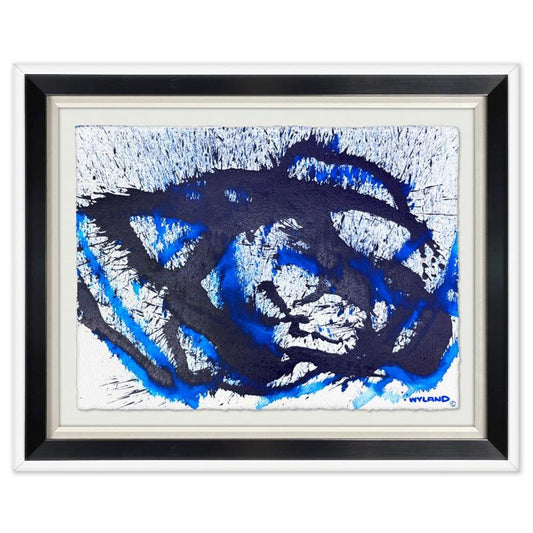 Wyland, "Untitled Abstract" Framed Original Painting on Paper, Hand Signed with Letter of Authenticity.