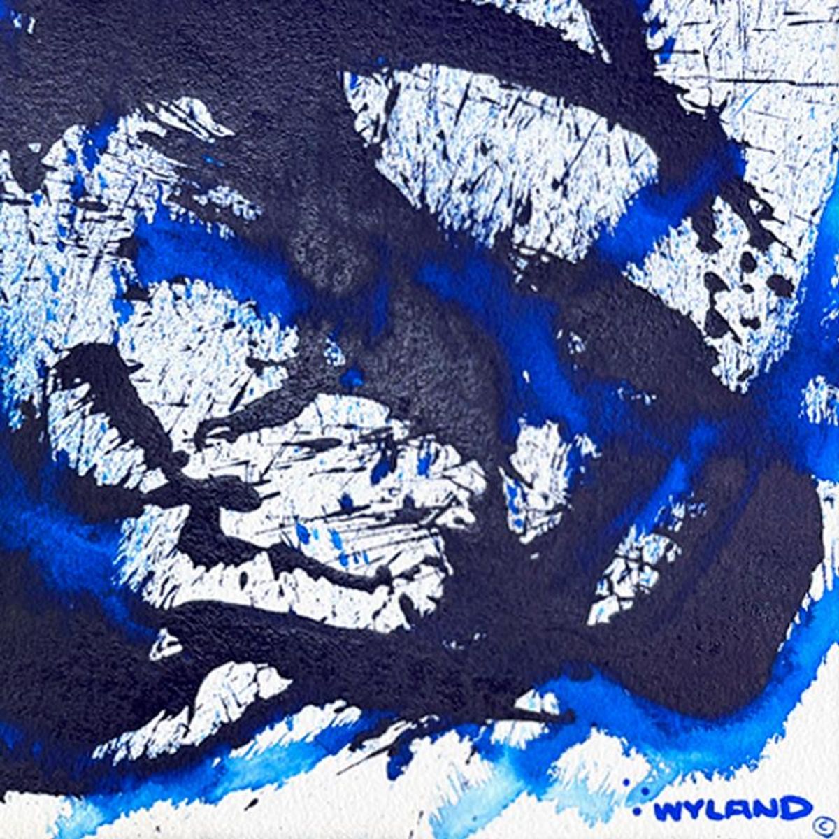 Wyland, "Untitled Abstract" Framed Original Painting on Paper, Hand Signed with Letter of Authenticity.