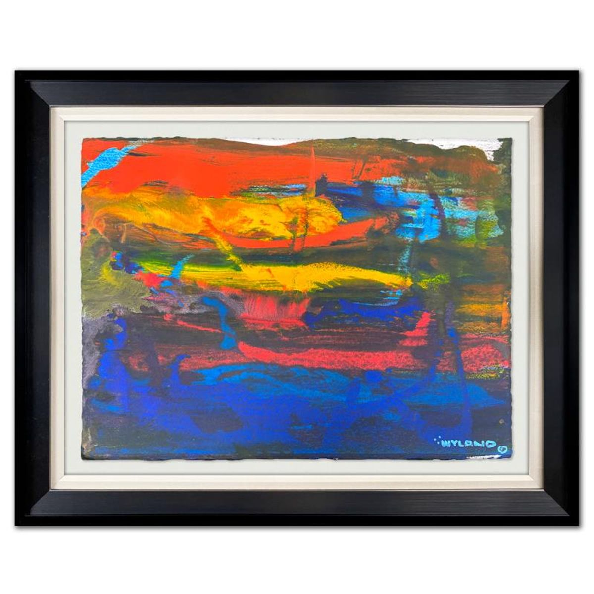 Wyland, "Untitled Abstract" Framed Original Painting on Paper, Hand Signed with Letter of Authenticity.
