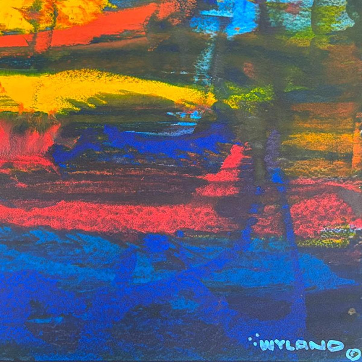 Wyland, "Untitled Abstract" Framed Original Painting on Paper, Hand Signed with Letter of Authenticity.