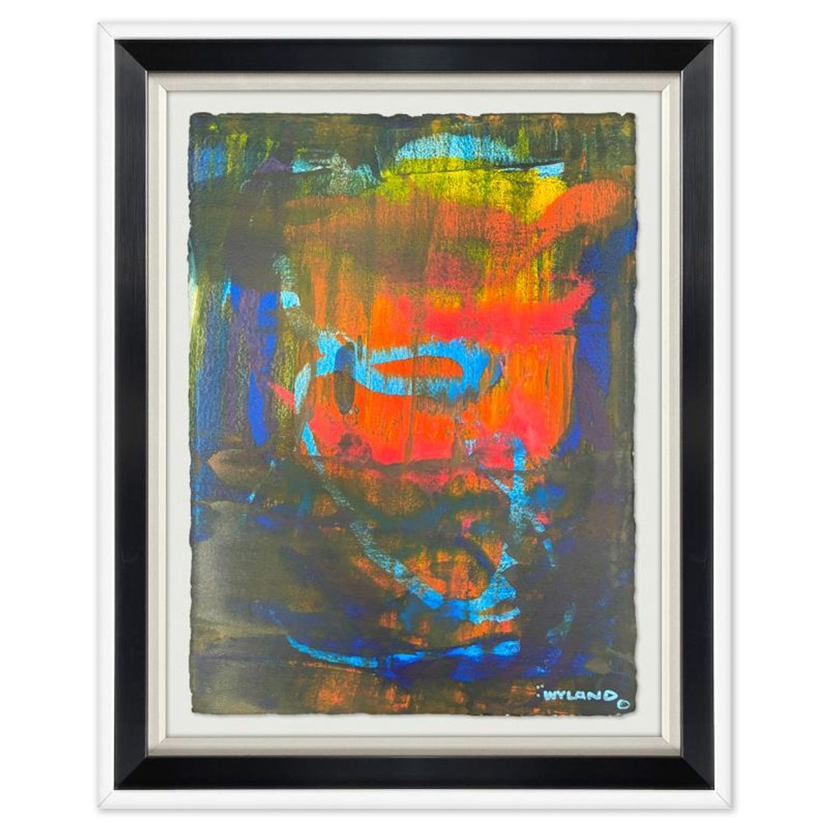 Wyland, "Untitled Abstract" Framed Original Painting on Paper, Hand Signed with Letter of Authenticity.
