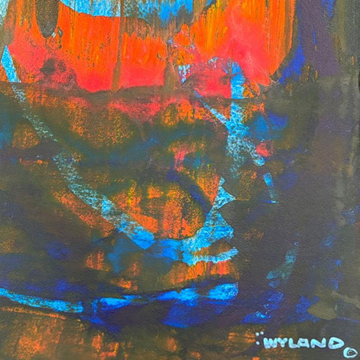 Wyland, "Untitled Abstract" Framed Original Painting on Paper, Hand Signed with Letter of Authenticity.