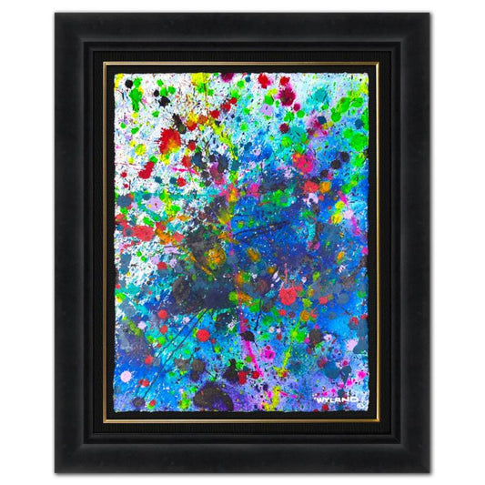 Wyland, "Untitled Abstract" Framed Original Painting on Paper, Hand Signed with Letter of Authenticity.