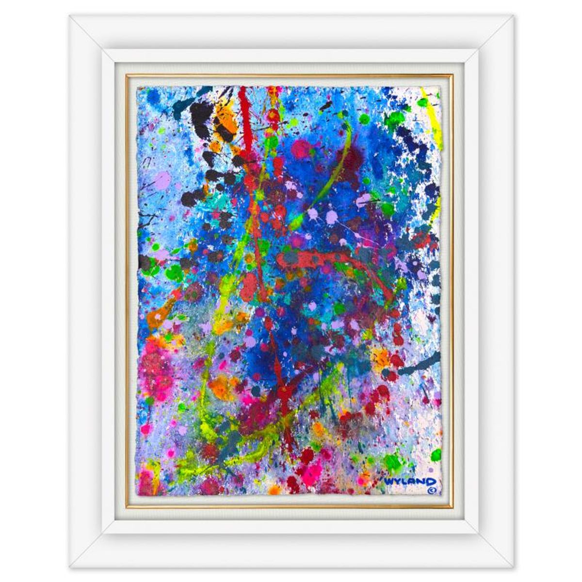 Wyland, "Untitled Abstract" Framed Original Painting on Paper, Hand Signed with Letter of Authenticity.
