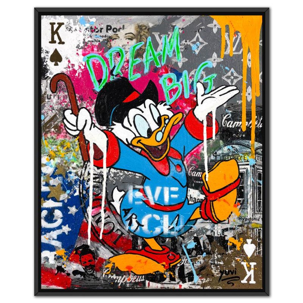 Yuvi, Framed Mixed Media Original on Canvas, Hand Signed with Letter of Authenticity.