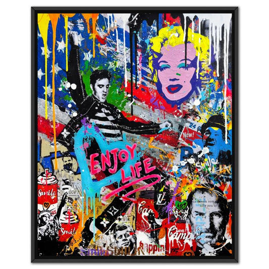 Yuvi, "Enjoy Life" Framed Hand Embellished Limited Edition on Canvas, Numbered 15/45 and Hand Signed with Letter of Authenticity.