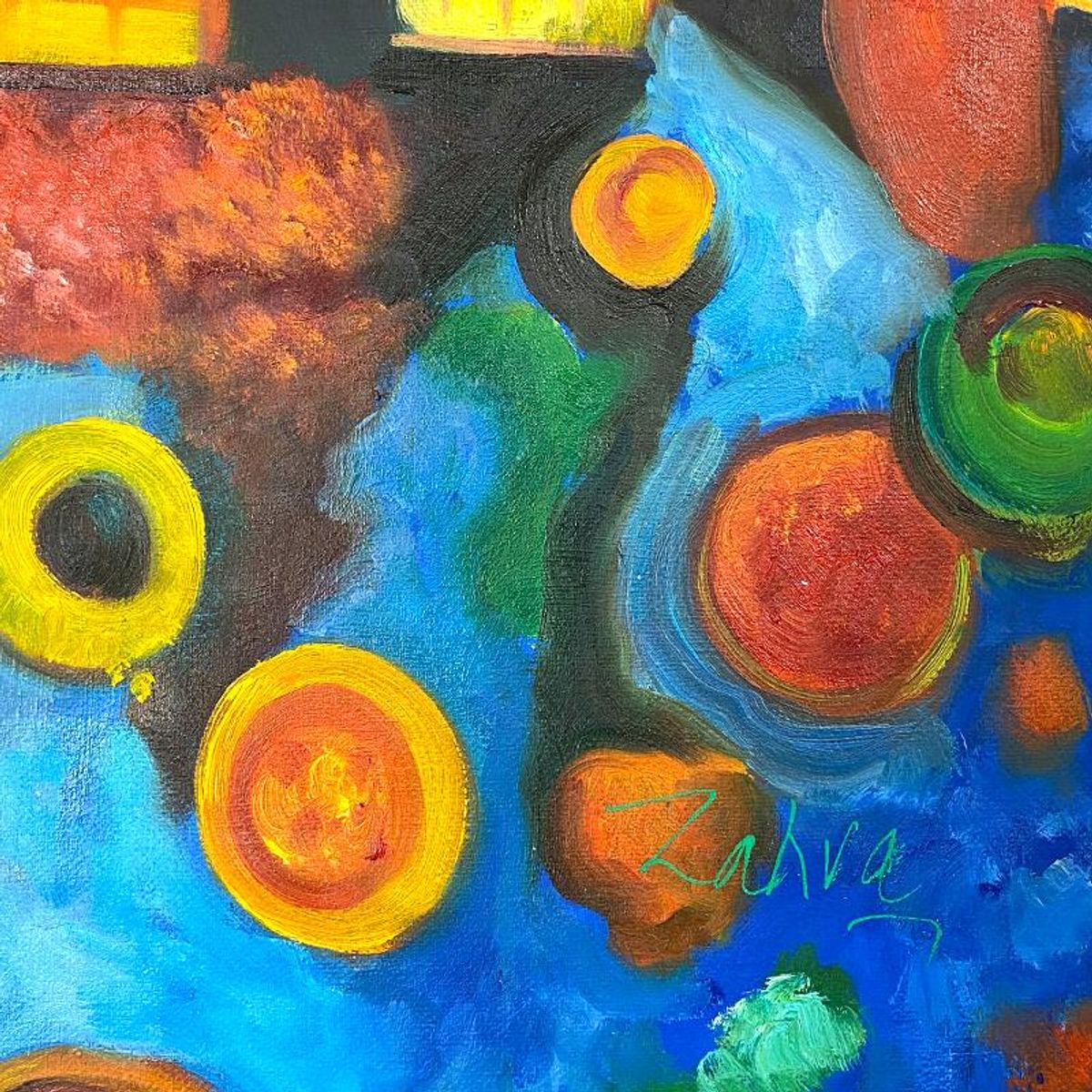 Zahra, Original Acrylic Painting on Canvas (50" x 35"), Hand Signed with Letter of Authenticity