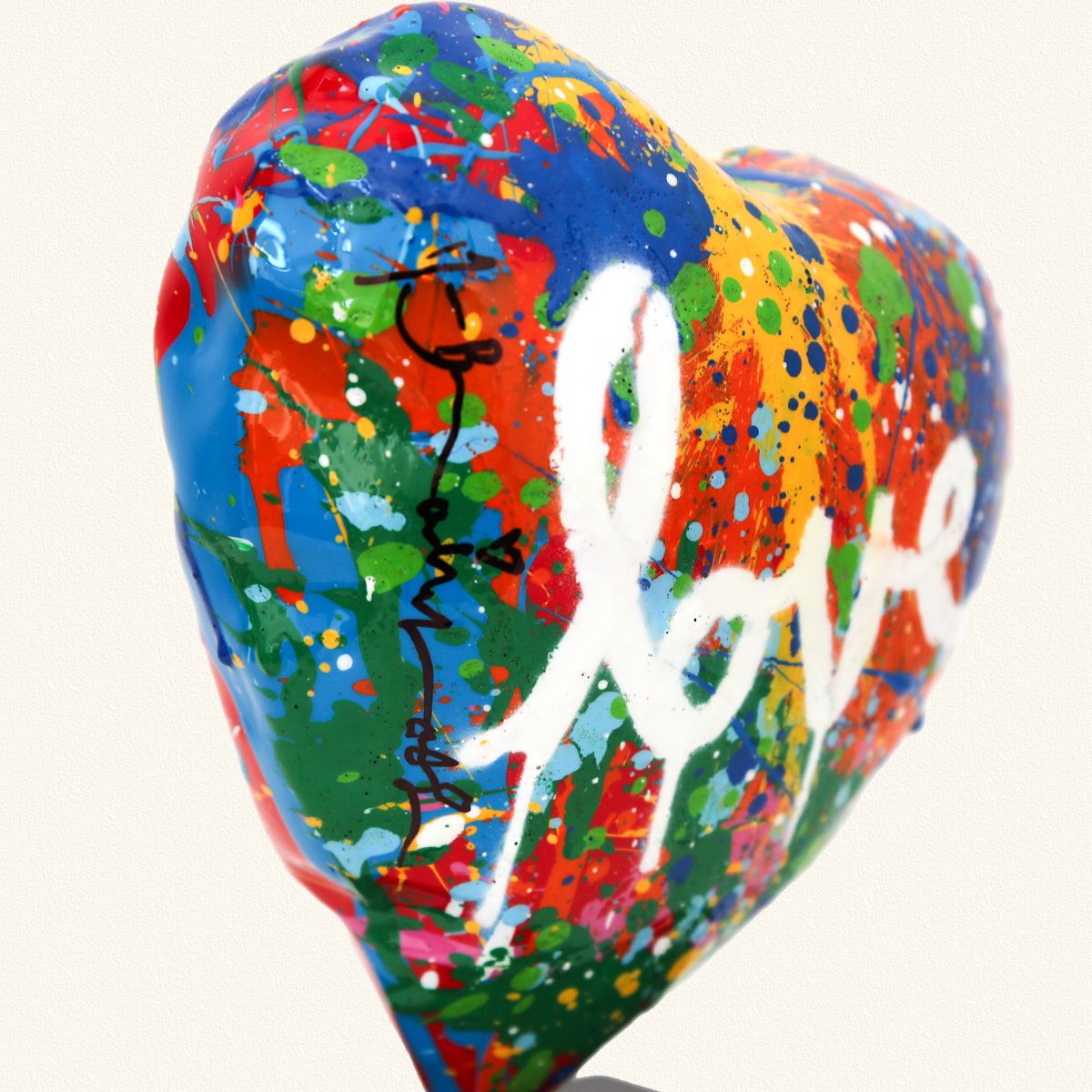 Mr. Brainwash- Stencil & Mixed Media on Painted Resin Sculpture "Mini Heart, 2026"