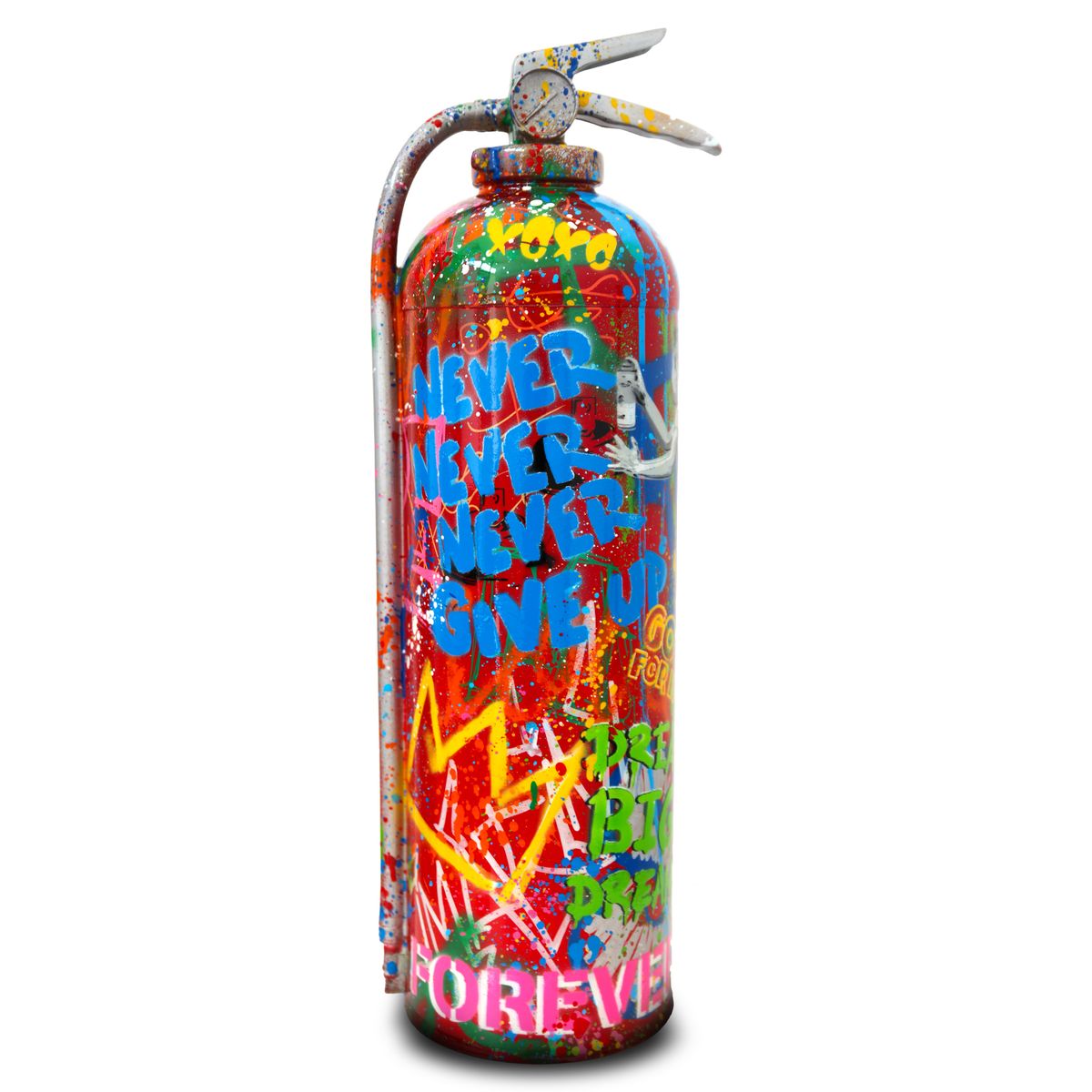 Mr. Brainwash- Stencil and Mixed Media on Fiberglass Sculpture "Fire Extinguisher, 2026"