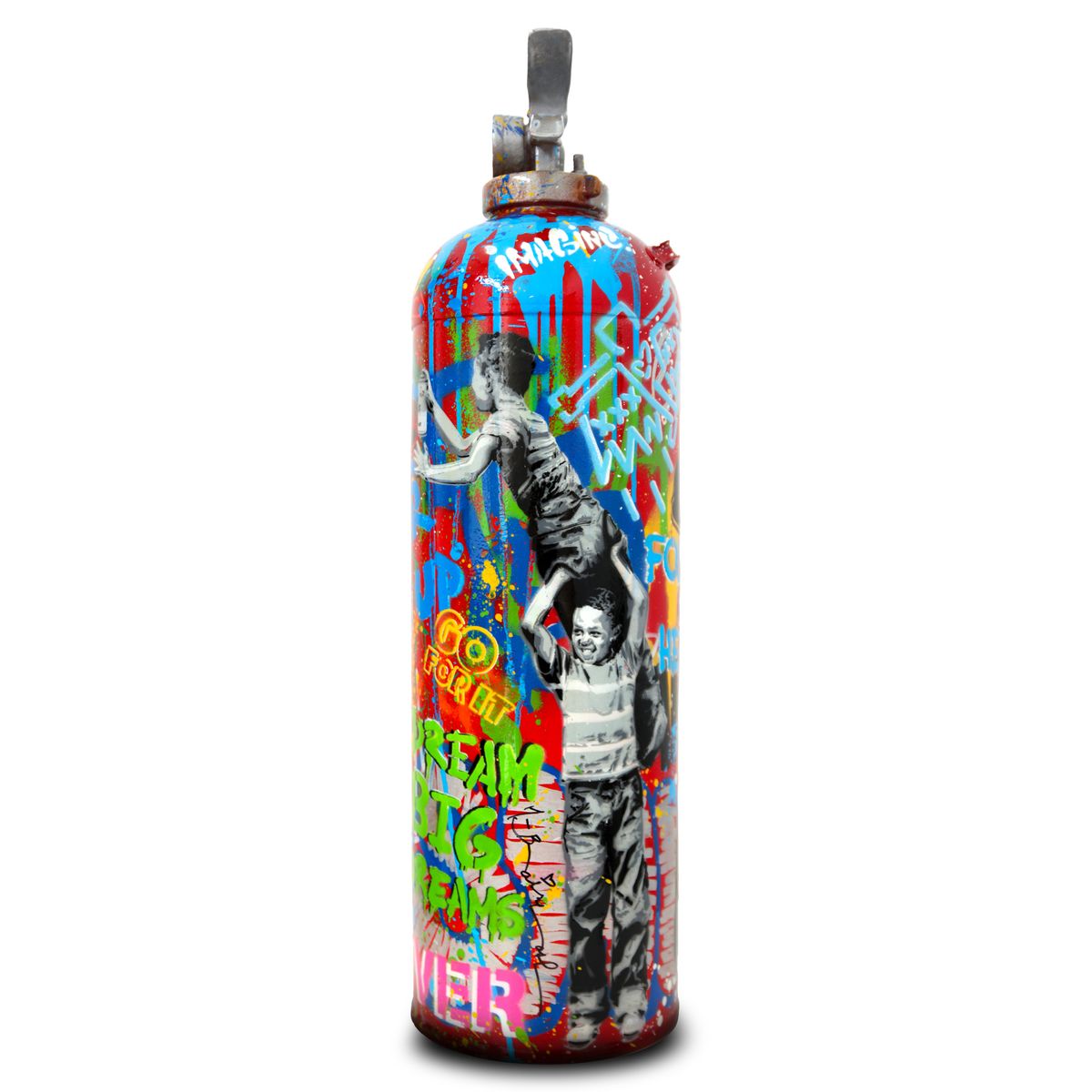 Mr. Brainwash- Stencil and Mixed Media on Fiberglass Sculpture "Fire Extinguisher, 2026"